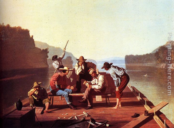Ferrymen Playing Cards painting - George Caleb Bingham Ferrymen Playing Cards art painting